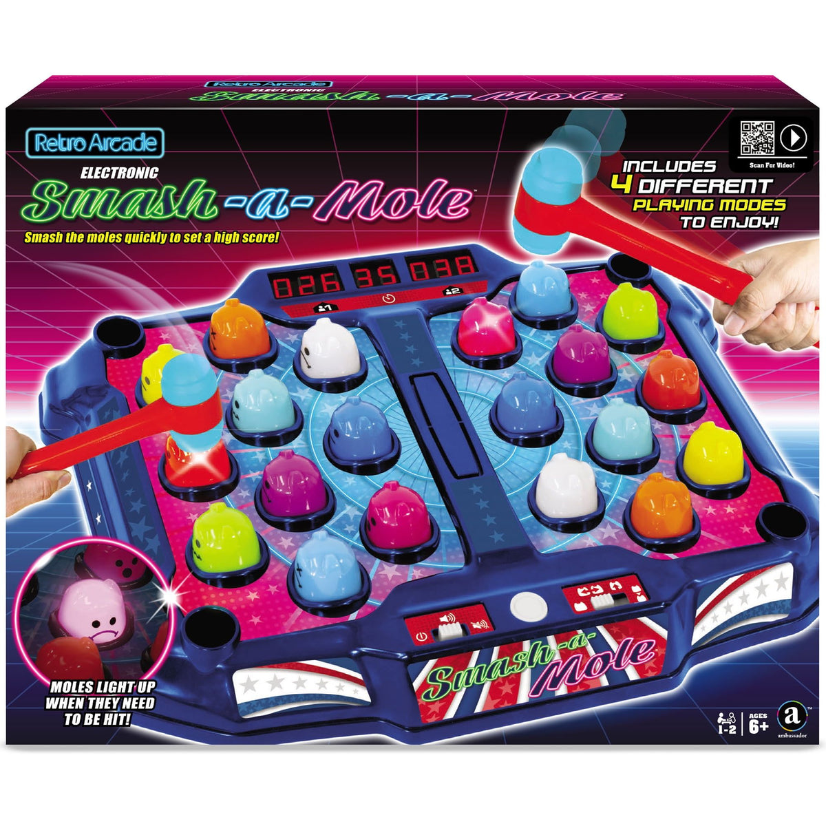 Ambassador Electronic Arcade Smash-A-Mole Tabletop Game, 6+ Years