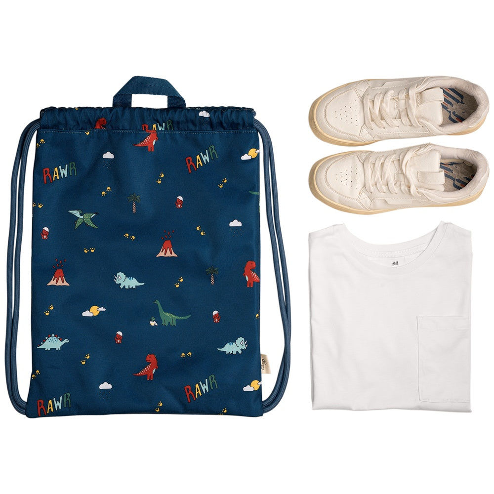 Drawstring Wet Bag - Blue Dino