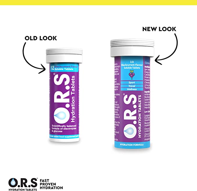 O.R.S Hydration Tablets With Electrolytes, Vegan, Gluten And Lactose Free Formula - Blackcurrant Flavour 24'S