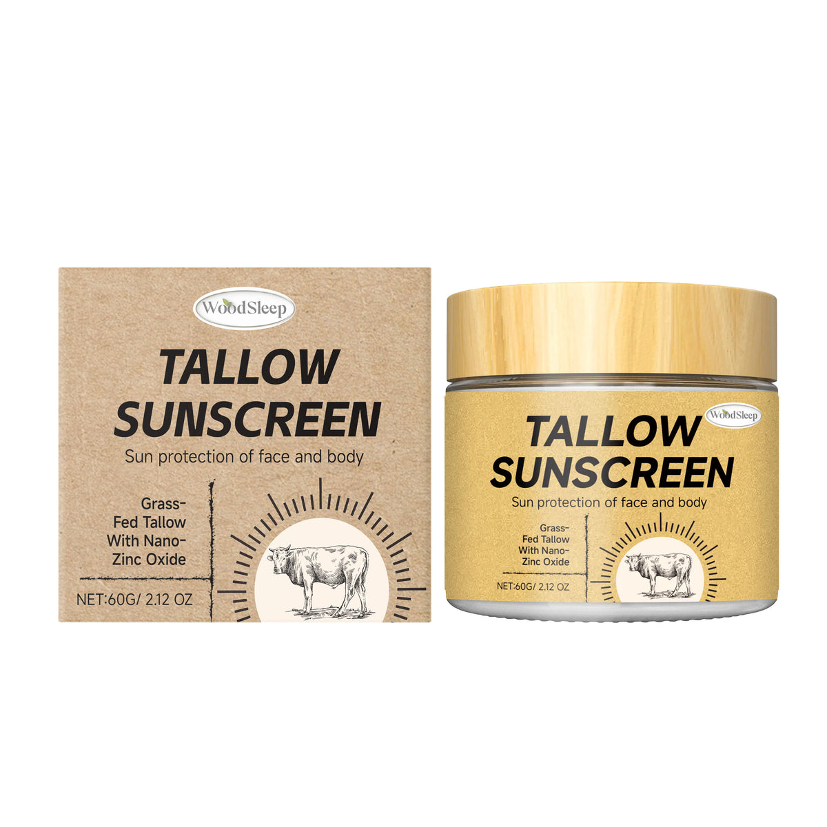 Beef Tallow Skin Protection Cream, UV Blocker, Outdoor Moisturizer, Natural Shield ,60g