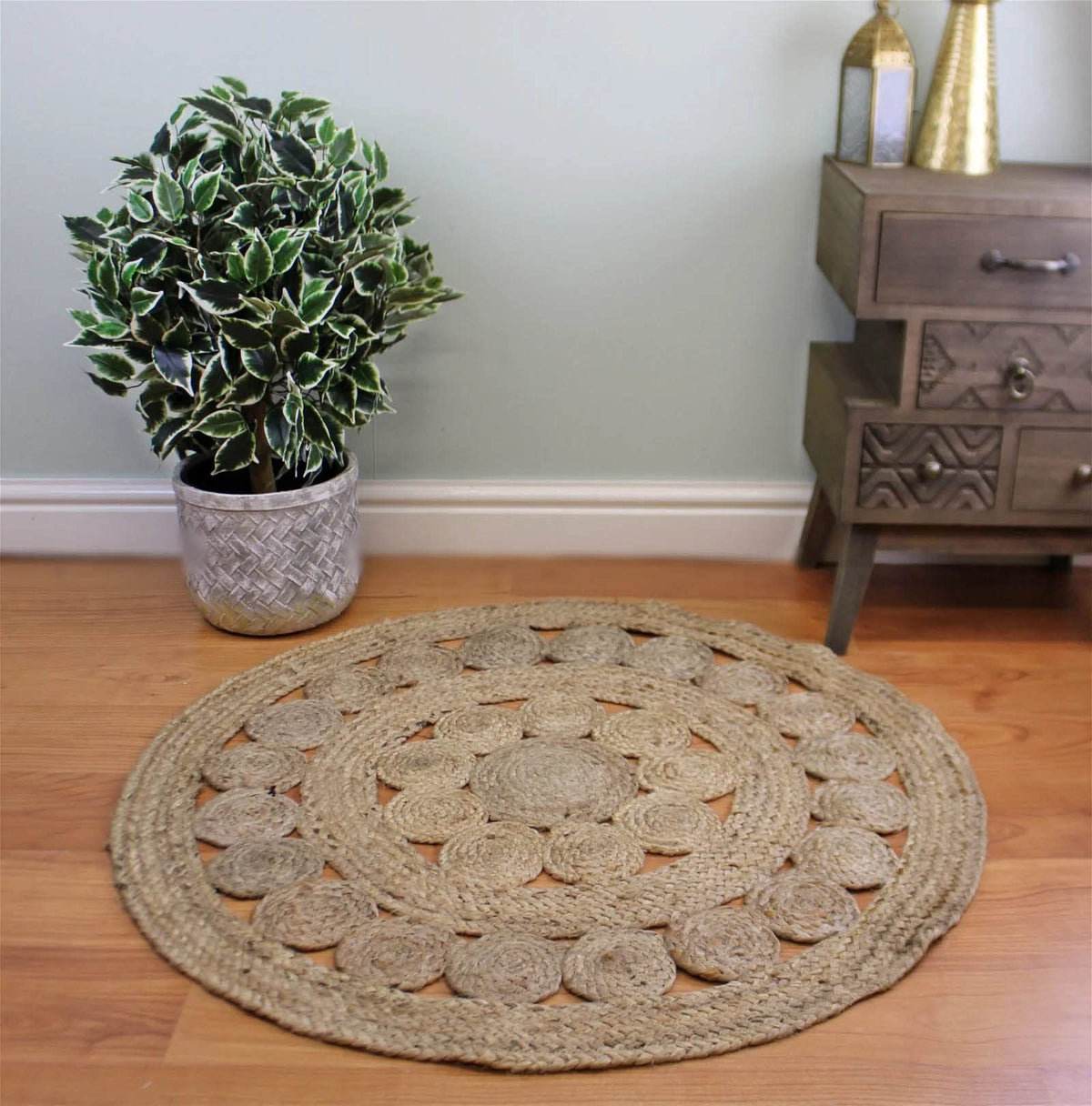 AIESY®  Beautiful Handwoven Jute Flower Rug