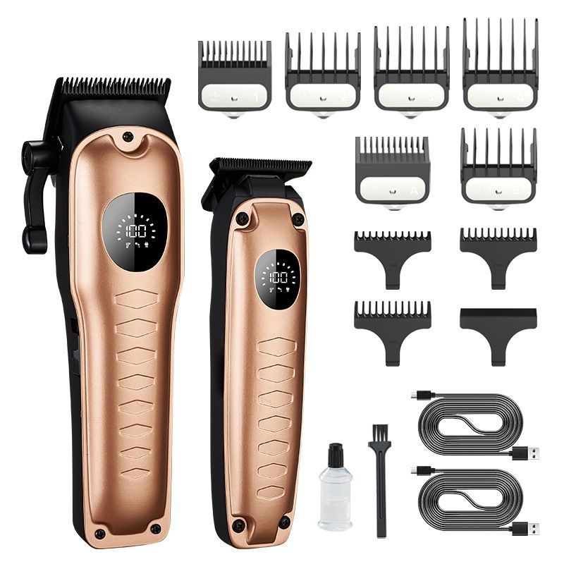 USB Rechargeable Gold Electric Hair Clipper Set