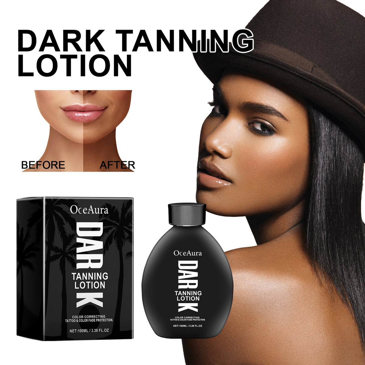 Dark Tanning Lotion, Promotes Blackening, Long-Lasting Moisturizer, Even Skin Tone ,100ml