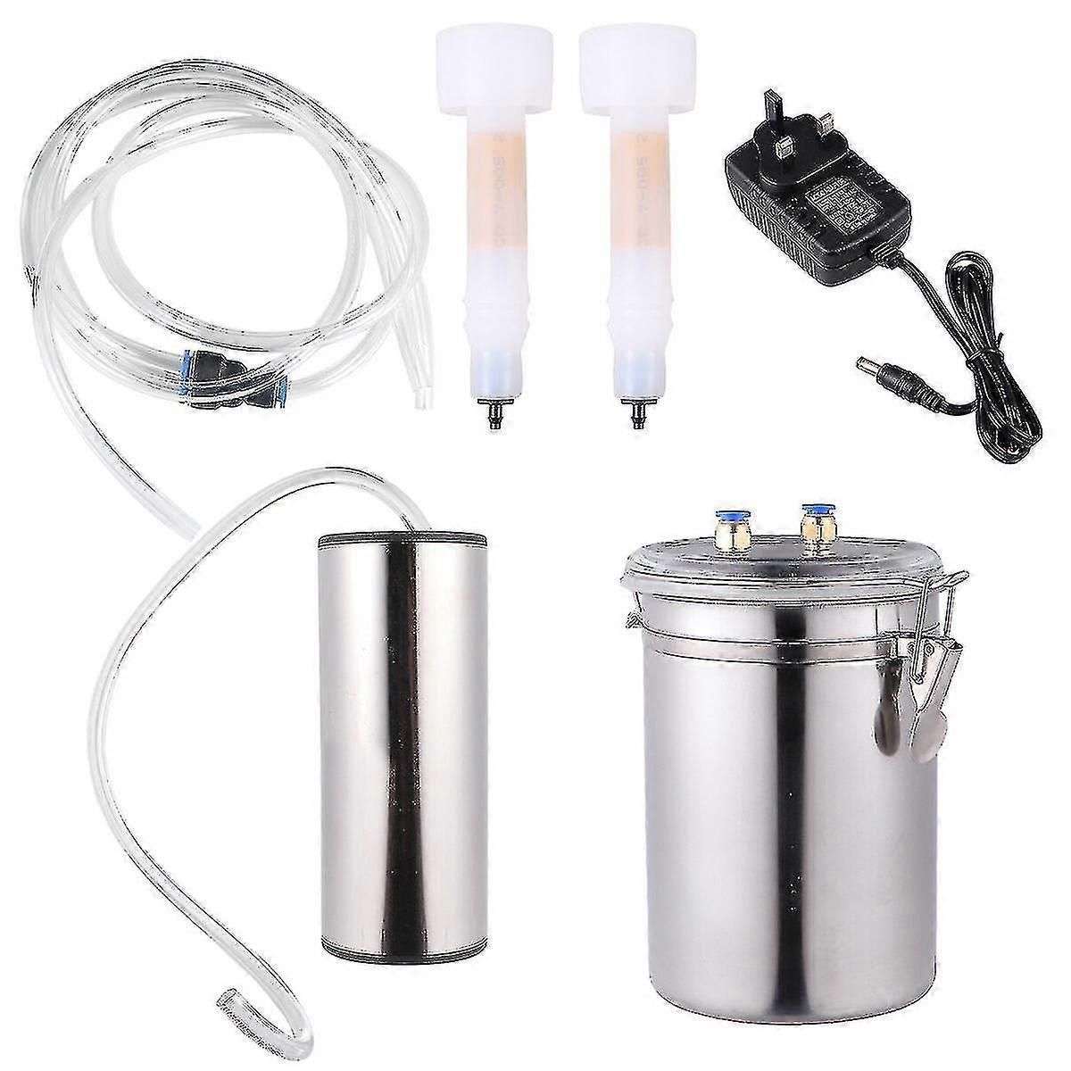 2l Electric Milking Machine Goat Sheep Stainless Steel Bucket Suction Vacuum Pump Household Milker Milking Machines (uk Plug)