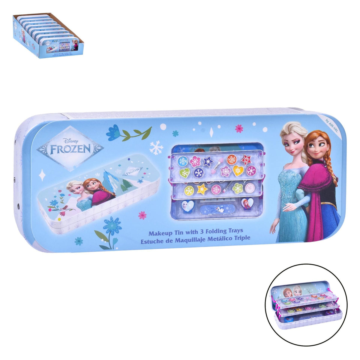 Air-Val Disney Frozen Makeup Tin With 3 Folding Trays, Blue, 3+ years