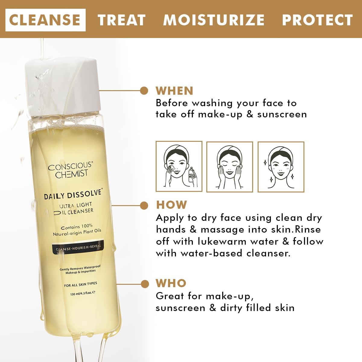Conscious Chemist Makeup Remover Oil Cleanser| 130 Ml