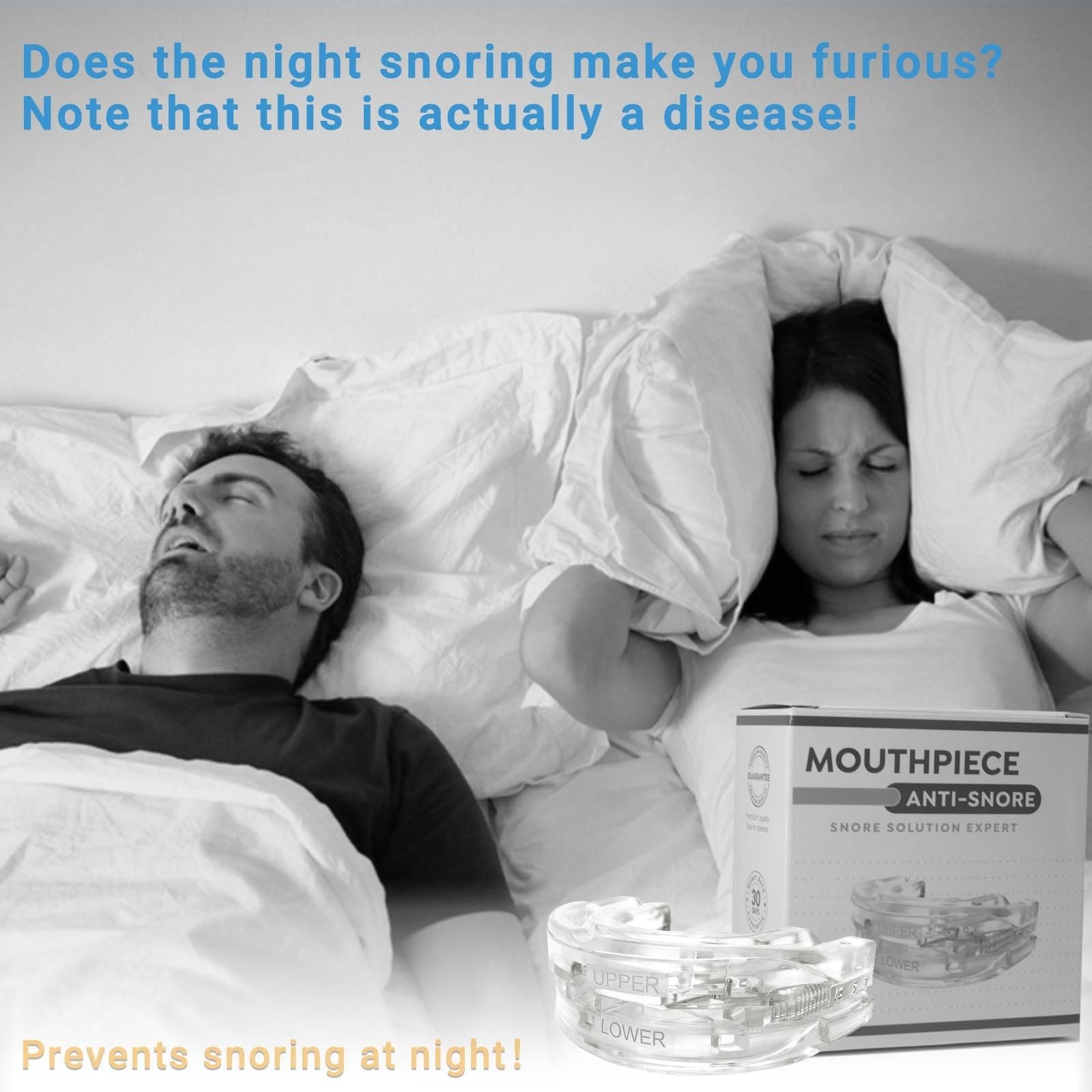 Adjustable Anti-Snoring Mouthpiece - Nighttime Teeth Mouthguard for Bruxism and Sleeping Bite Guard Sleep Peacefully