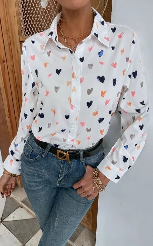 Women's Butterfly Print Digital Print Long-Sleeve Shirt