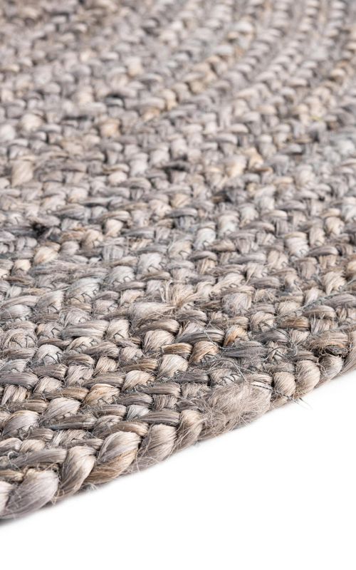 Modern Graphite Grey Oval Braided Cotton Rug | Versatile Neutral Hand-Woven Floor Rug
