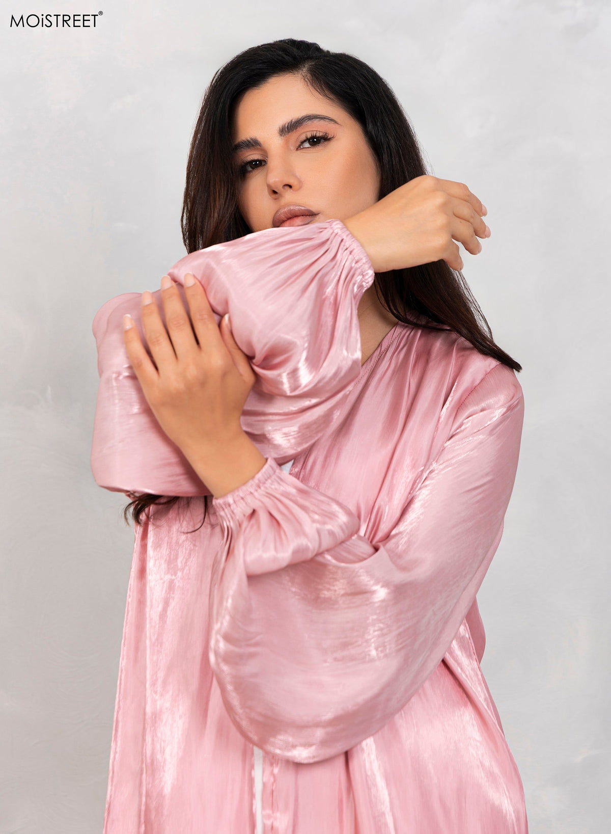 MOiSTREET Organza Shimmer abaya Set