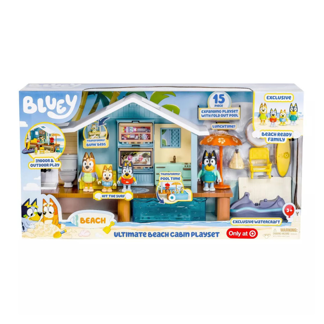 Bluey Series 9 Ultimate Beach Cabin Playset 15 Pieces, 3+ years