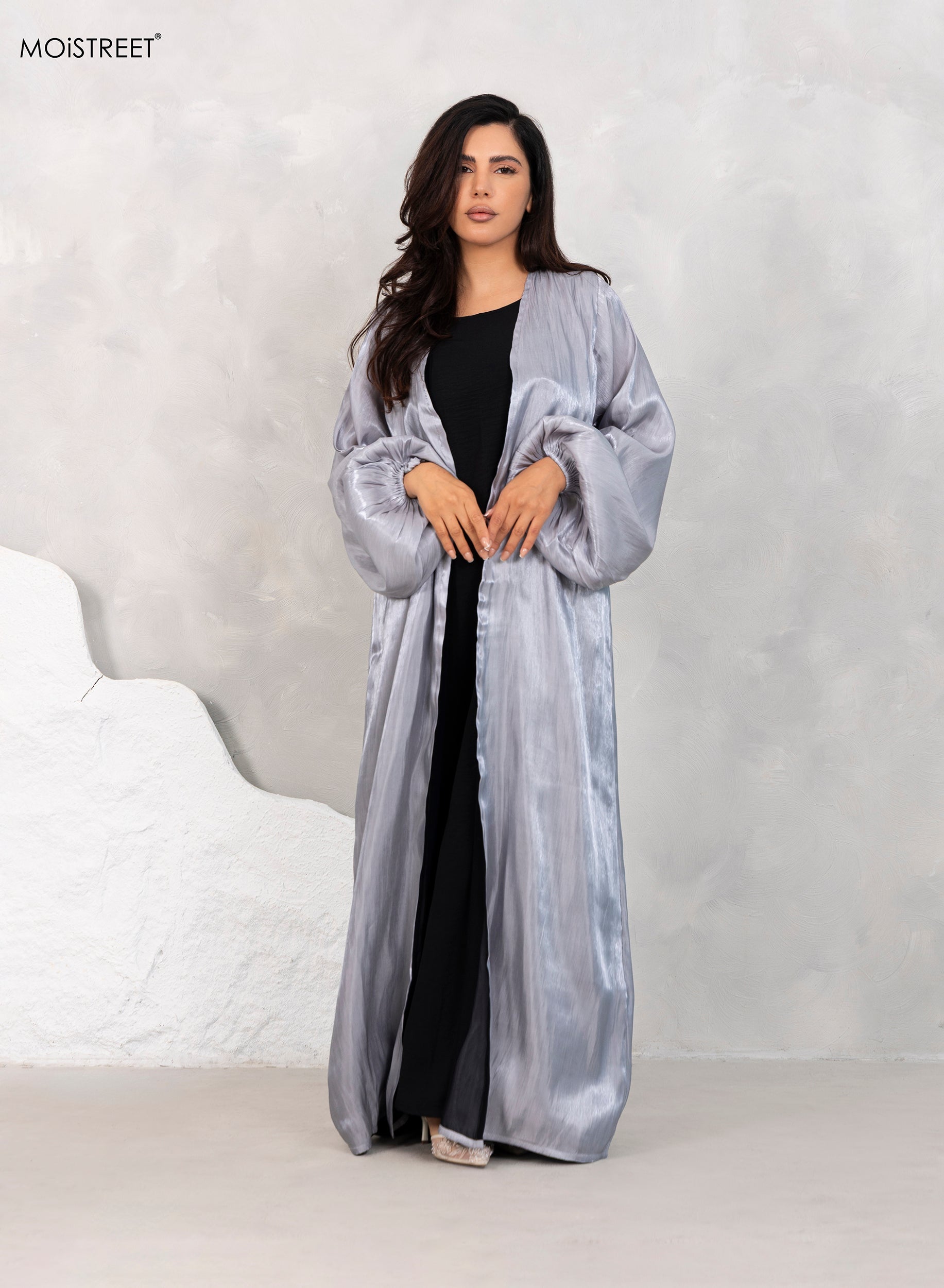 MOiSTREET Organza Rotana Shimmer abaya Set