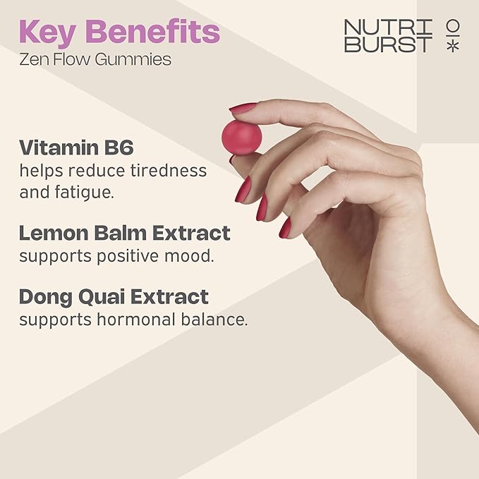 Nutriburst Zen Flo Raspberry 60 Gummies