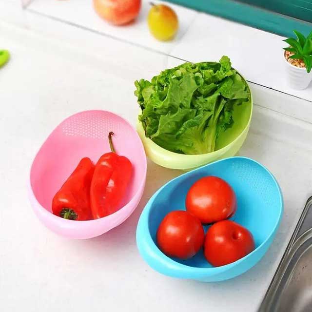 Rice Washing Filter Strainer Basket - Multi-Function Fruit & Vegetable Drainer Bowl for Kitchen Use