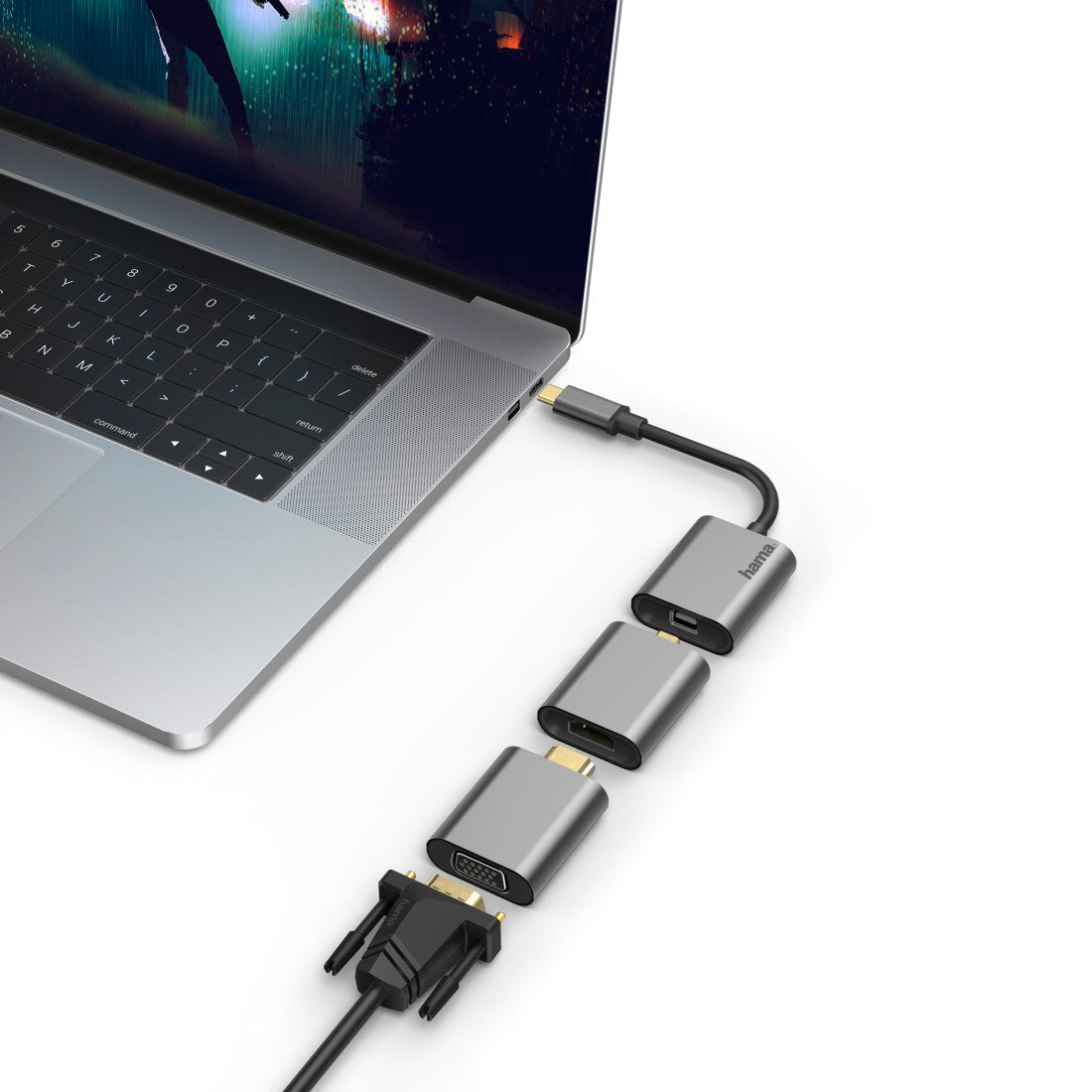 HAMA 200306 Video Adapter Set,6 in 1,USB-C,Mini-DisplayPort,HDMI™,VGA