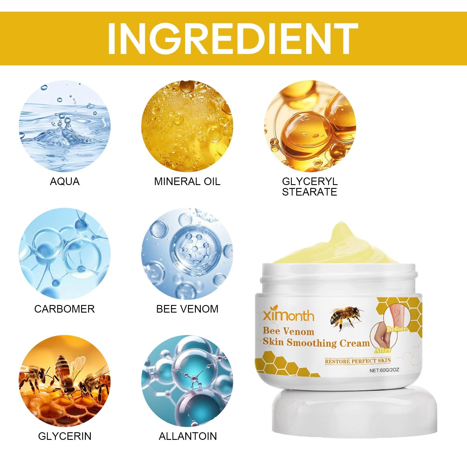 Bee Venom Leg Care Cream, Natural Herbal, Boost Circulation, Intravenous Care ,60g