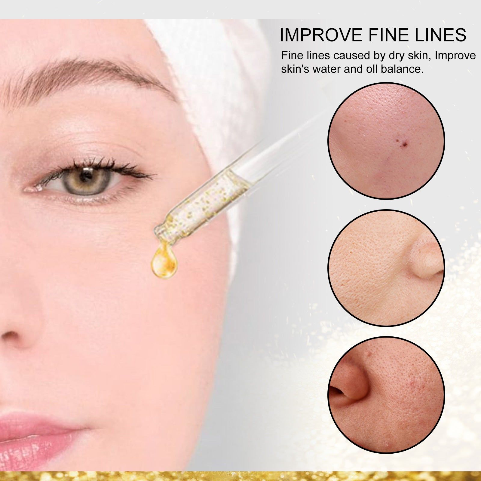 24k Facial Essence, Moisturizing Brightening Pores Repair, Anti-Aging, Hydrating Serum ,30ml