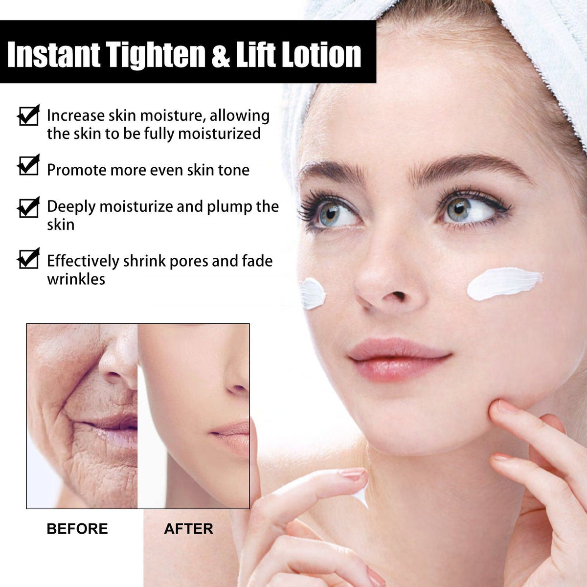 Instant Tighten & Lift Lotion, Firming, Moisturizing, Shrinks Pores, Reduces Wrinkles ,30ml