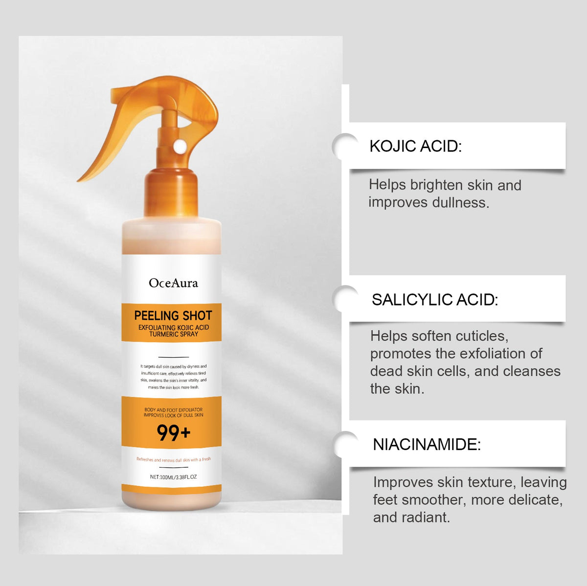 Brightening Body Cleansing Spray with Kojic Acid, Turmeric, Keratin, Moisturizing ,100ml