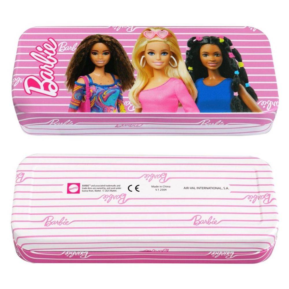 Air-Val Barbie Makeup Tin with 3 Folding Trays, Pink, 3+ years