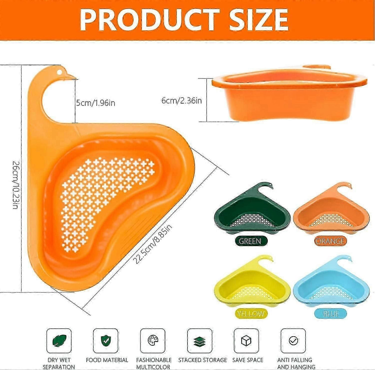 4pcs Triangle Drain Rack Sink Storage Holder Plastic Hanging Sink Filter