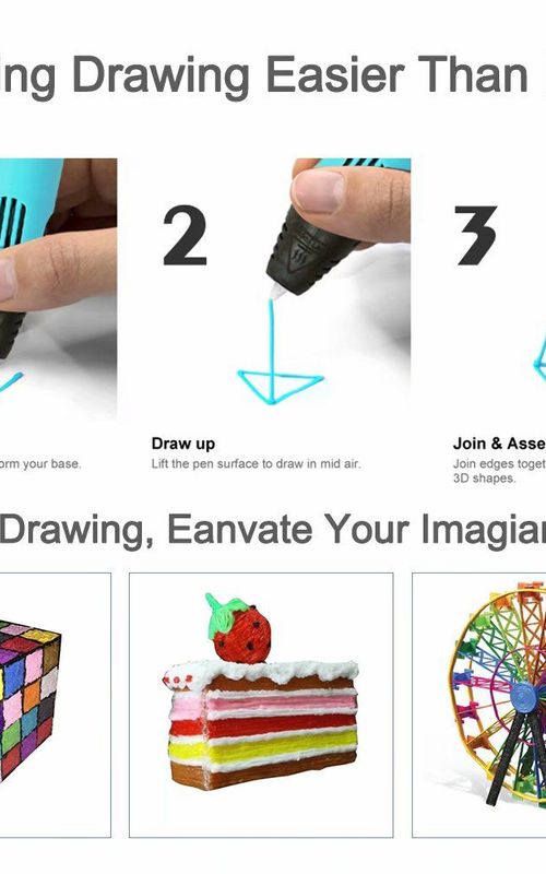 3D Printing Pen Kit DIY Printer Drawing Art Pen With 3 Colors 1.75mm PLA Filaments