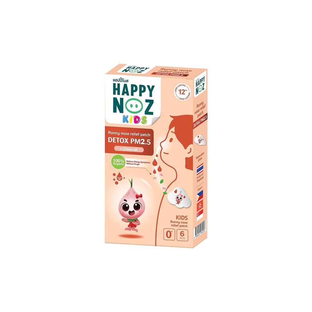 Happy Noz Onion Sticker with Clove Oil: Anti-Pollution &amp; Detox 100% Organic, Fast-Acting, 12 Hours Protection 6 Sachets