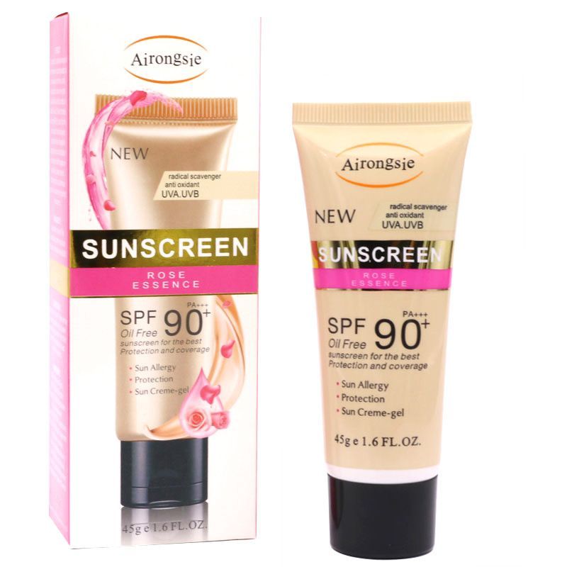 Airongie SPF 90+ PA+++ Sunscreen Lotion 45ml - Oil-Free Lightweight Sun Protection with Rose Essence