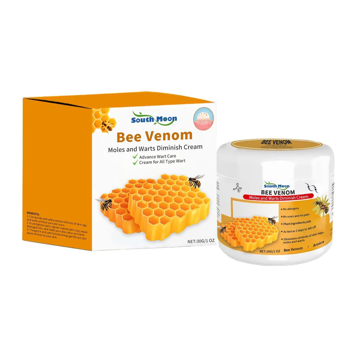 Bee Venom Body Care Cream, Skin Repair, Smooth, Tender, Wart & Label Removal ,30g
