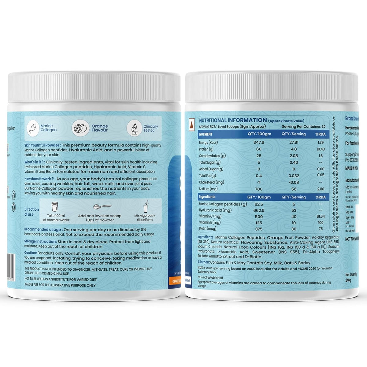 Herbal Max Marine Collagen Powder 240 Gram