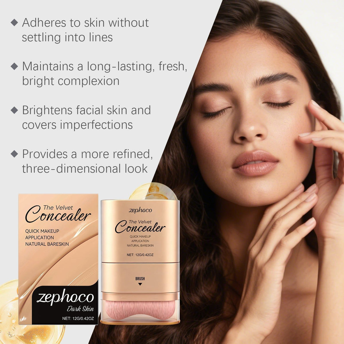 Dark Skin Concealer Foundation Stick, Moisturizing, Natural Face Makeup, All Skin Types ,12g