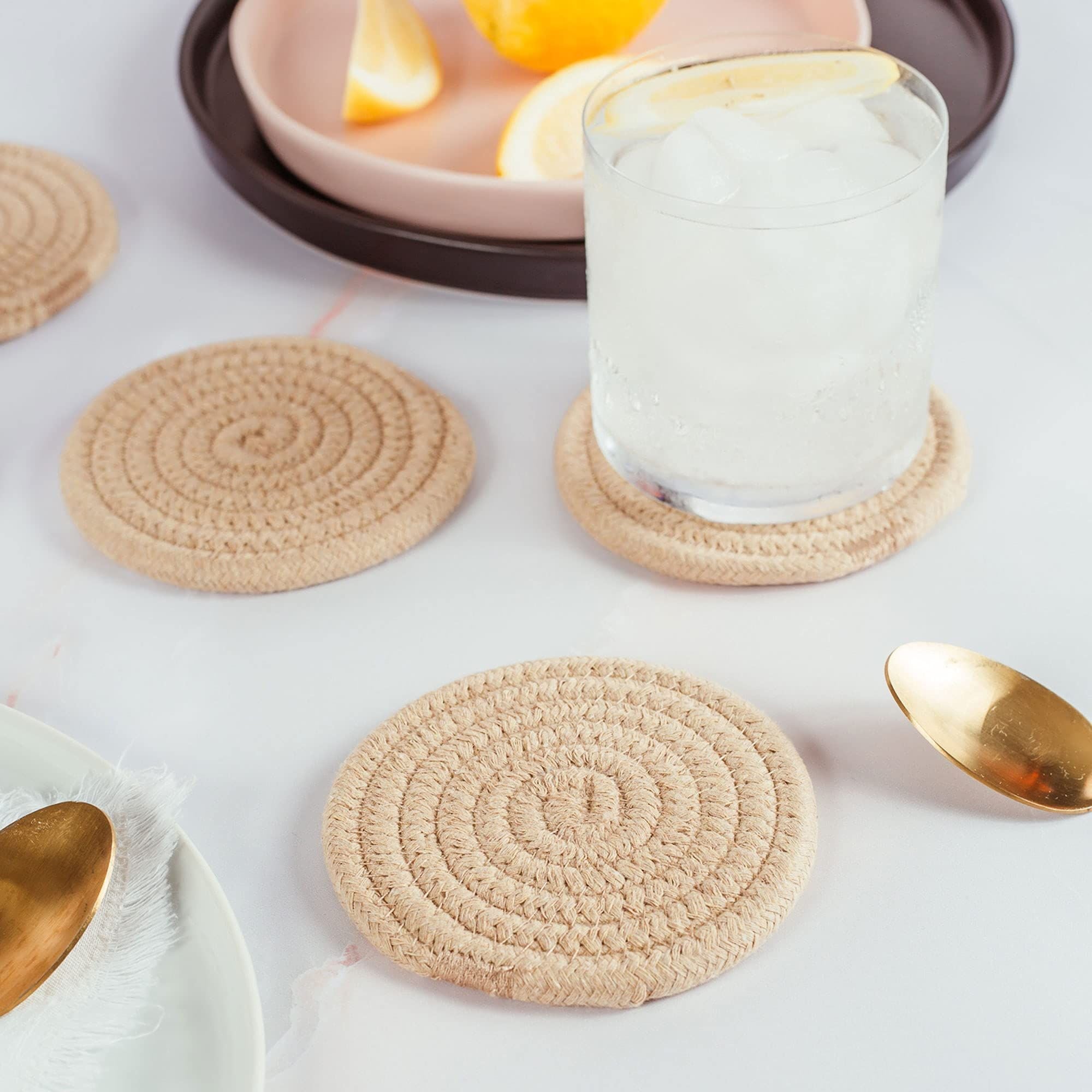 Set of 6 Farmhouse Absorbent Coasters for Coffee Table