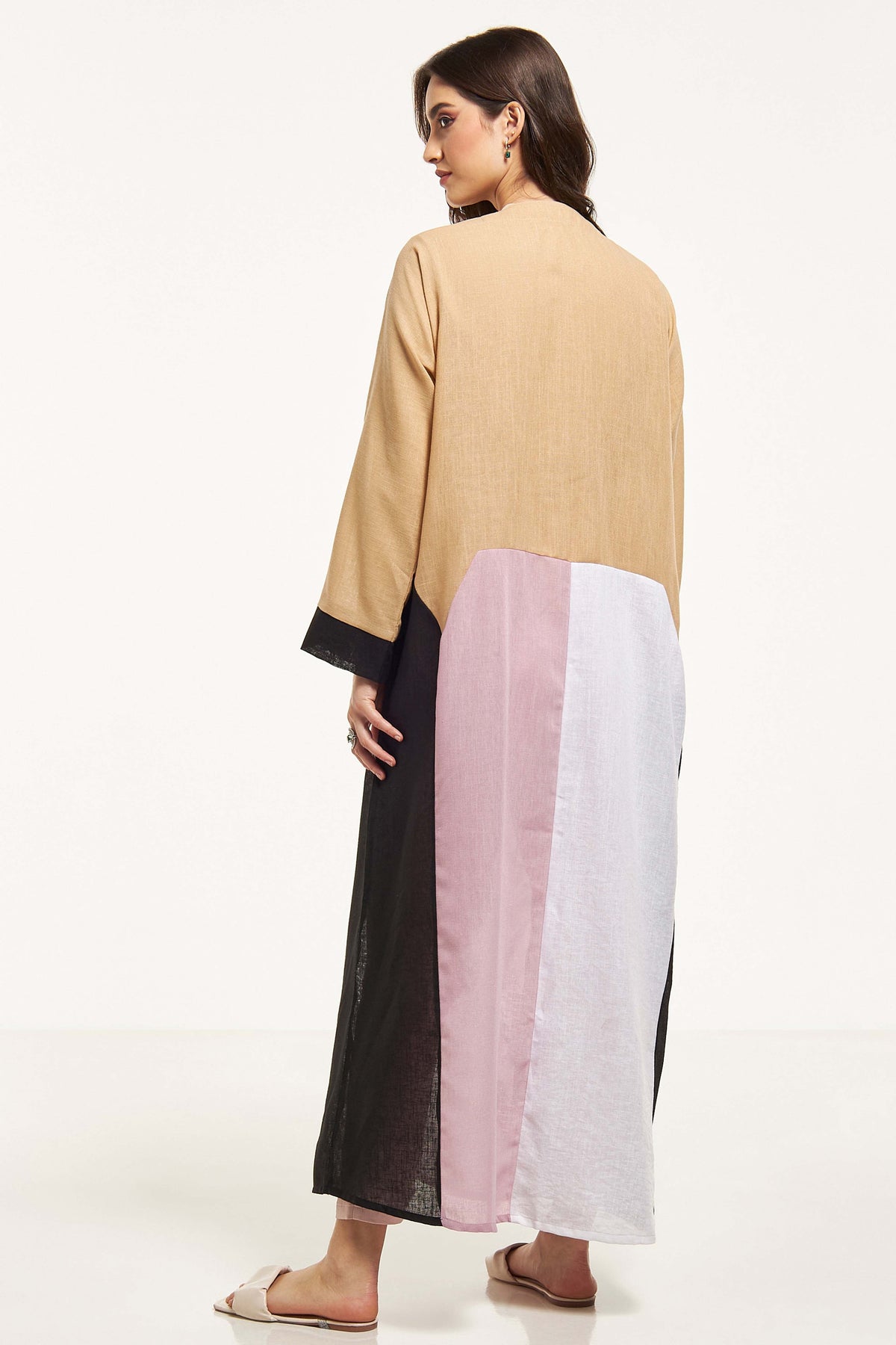 MOiSTREET Colourblocked Abaya with Sheila