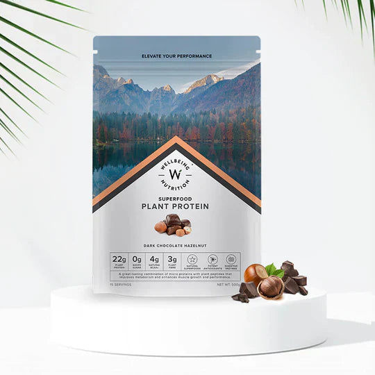 Wellbeing Nutrition Superfood Plant Protein Dark Chocolate Hazelnut