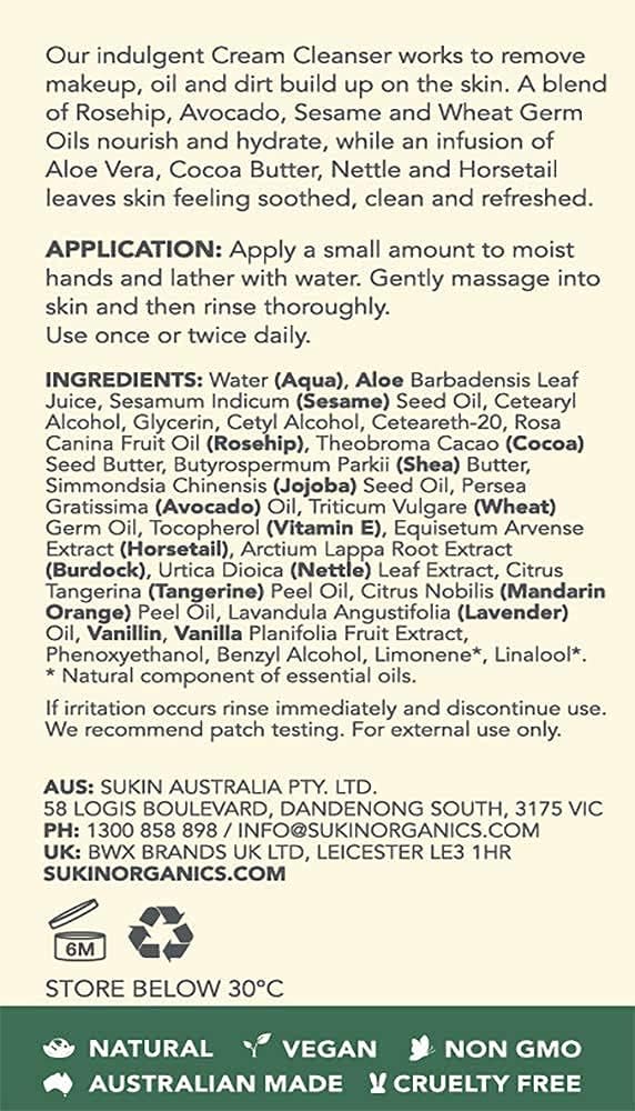 Sukin Cream Cleanser, 125 Ml