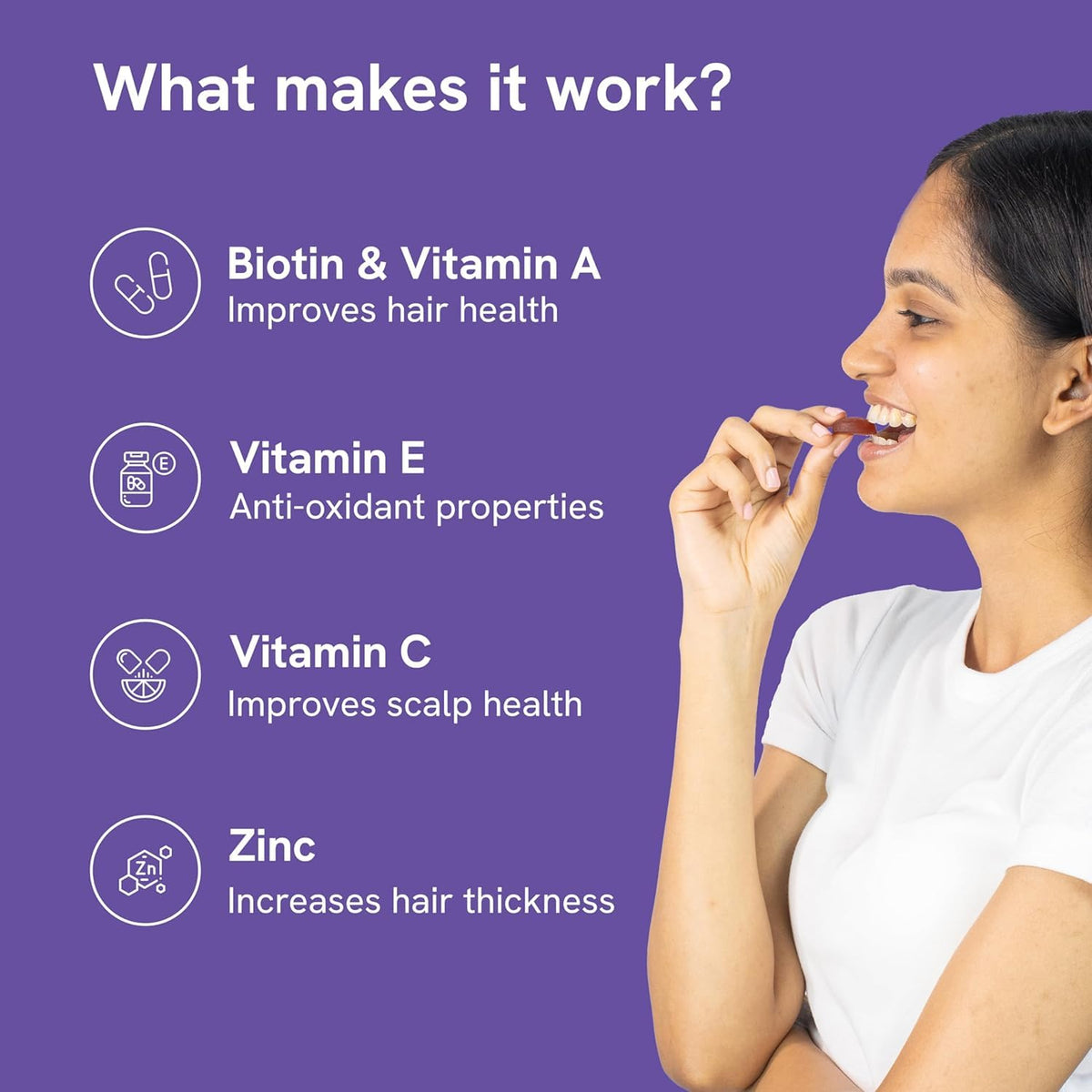 Be Bodywise Biotin Hair Gummies for Stronger, Shinier Hair & Nails | 60 Day Pack Strawberry