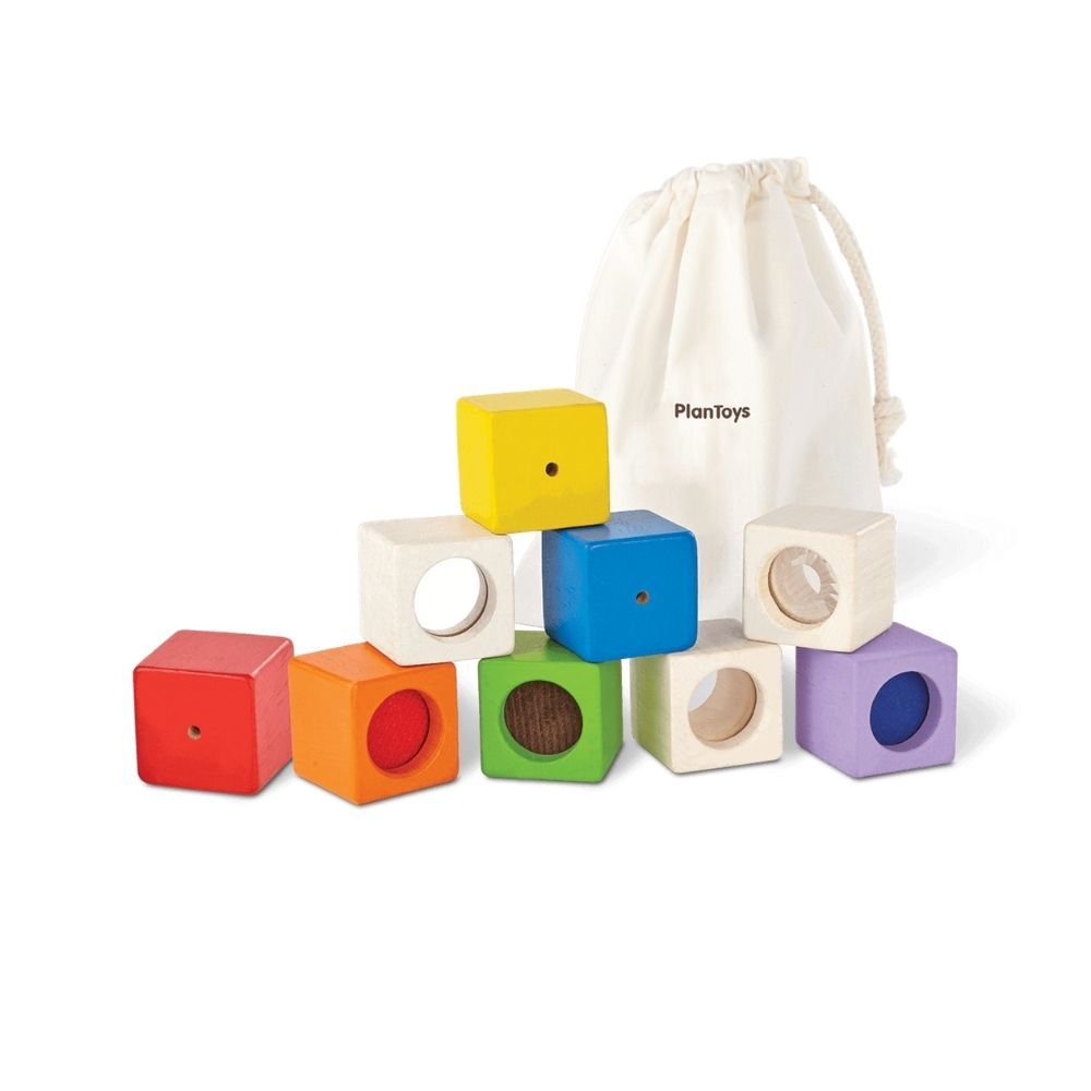 PlanToys Activity Blocks — Wooden Sensory Blocks