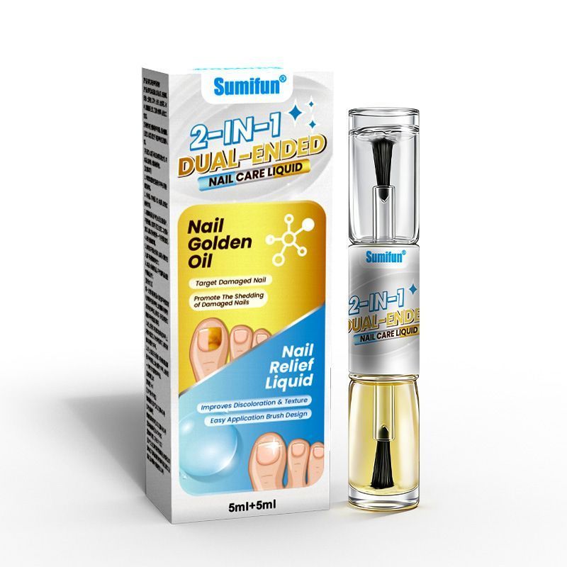 Sumifun 2-In-1 Dual-Ended Nail Care Liquid, Natural Herbal Nail Repair Oil for Discolored Damaged Nails