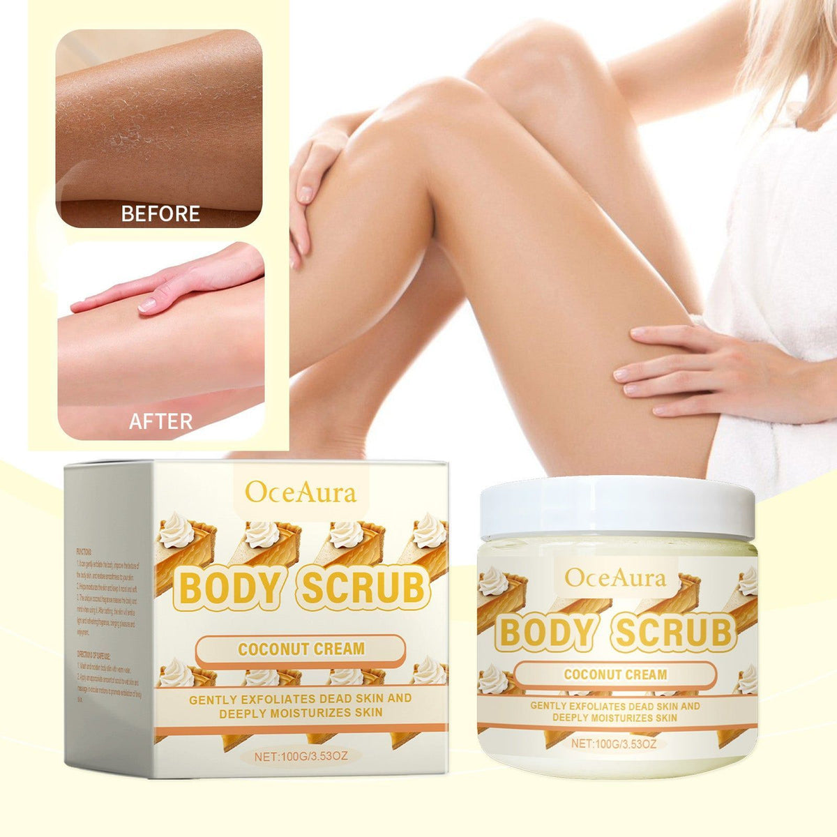 Coconut Body Scrub, Gentle Exfoliating Skin Care for Smooth, Soft, Radiant Skin ,100g