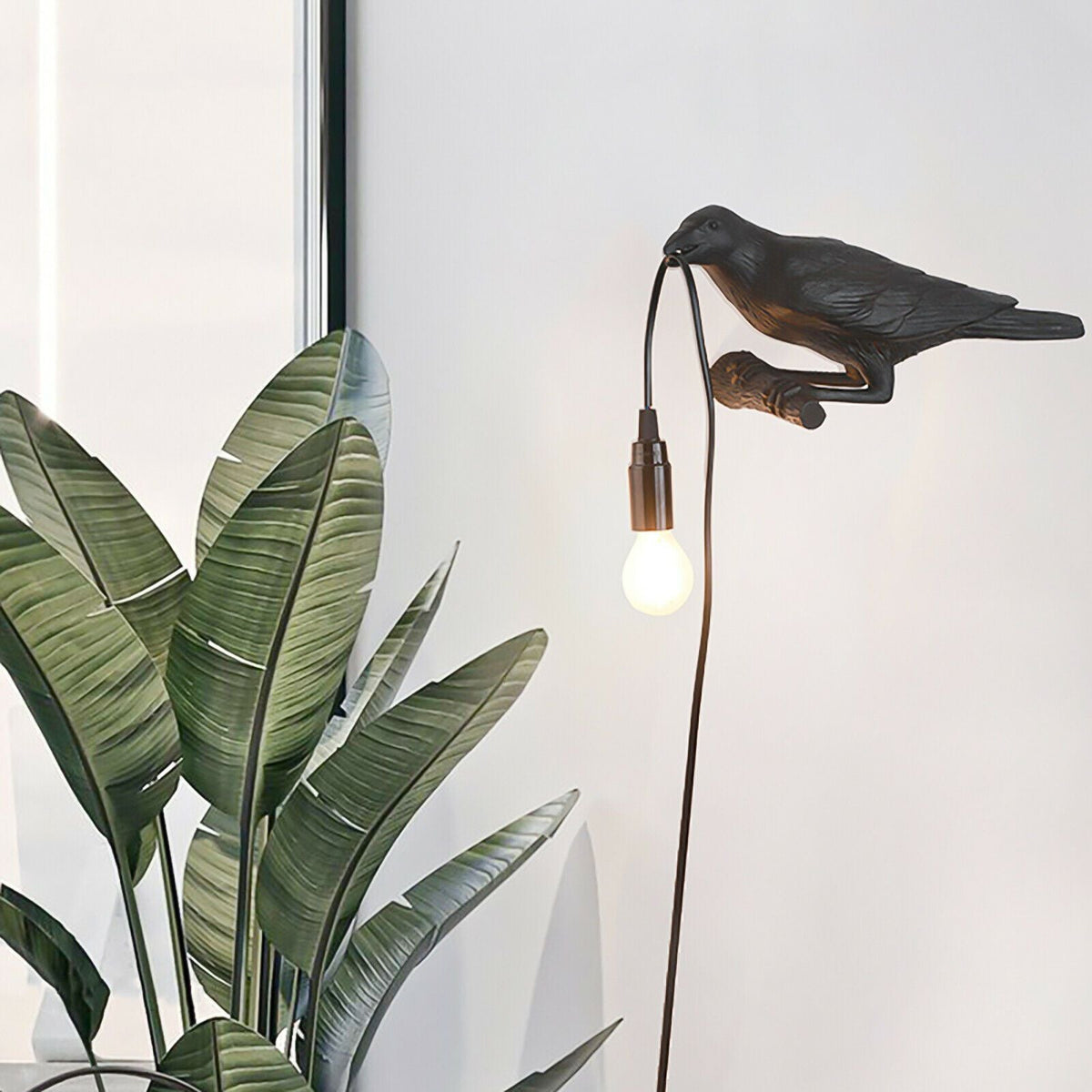 Bird Lamp Resin Crow LED Light Bedroom Wall Sconce Lamp Table Living Room Art Decoration