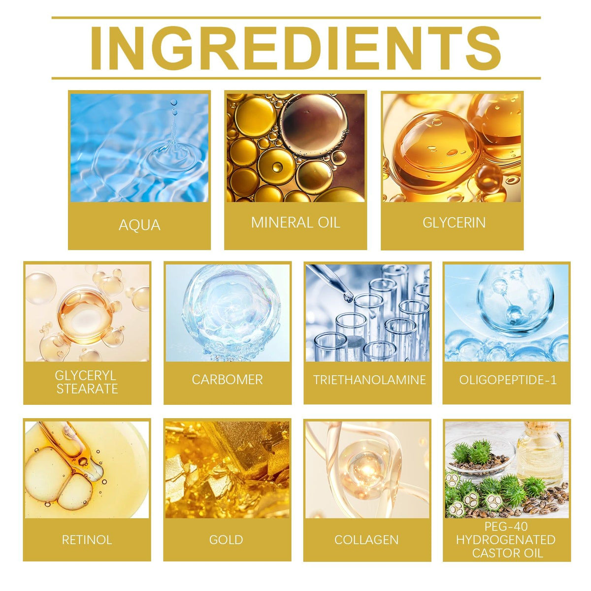 24K Gold Eye Cream for Wrinkle Repair, Dark Circles, Hydrating, Anti-Aging ,50g