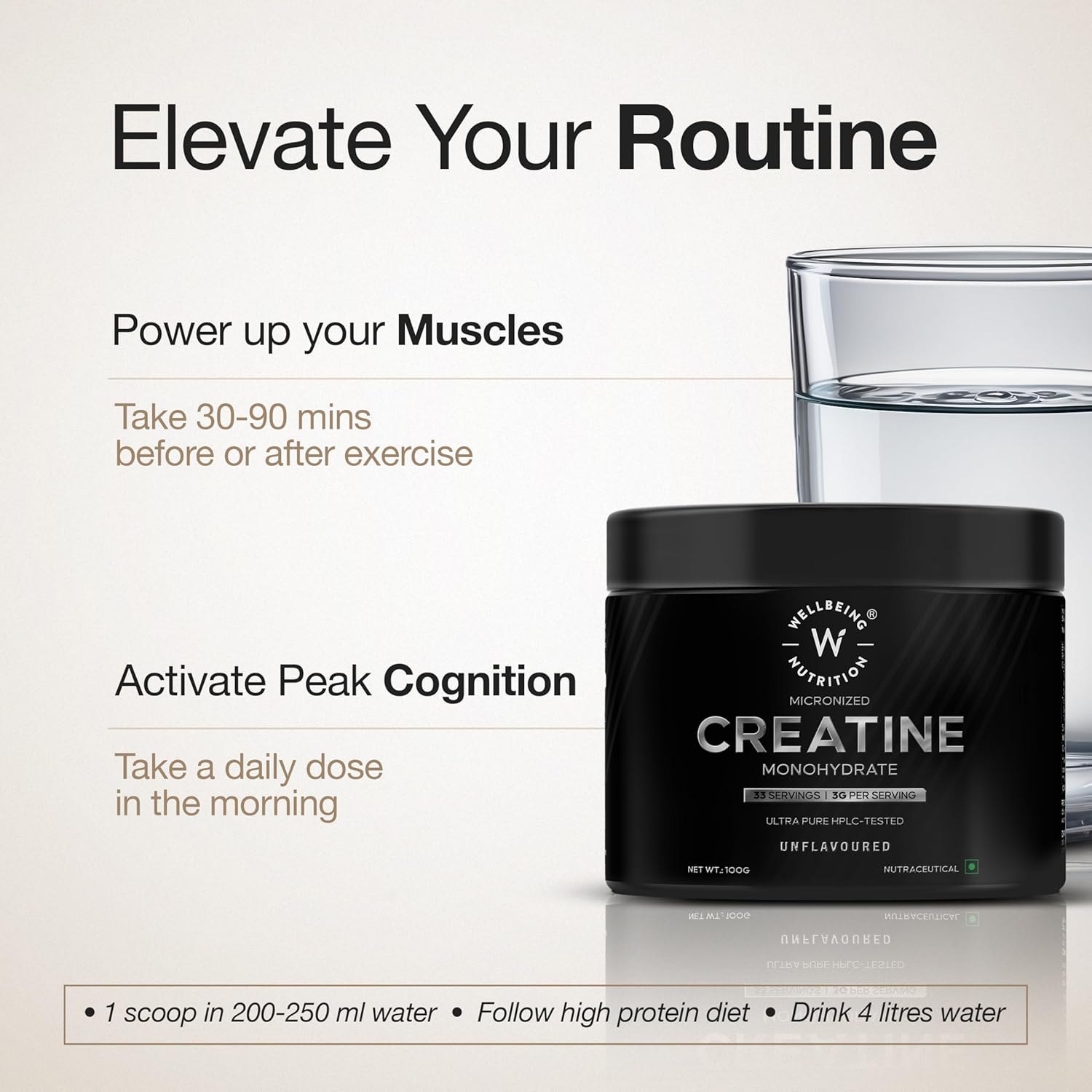 Wellbeing Nutrition Creatine Monohydrate Unflavored 100g