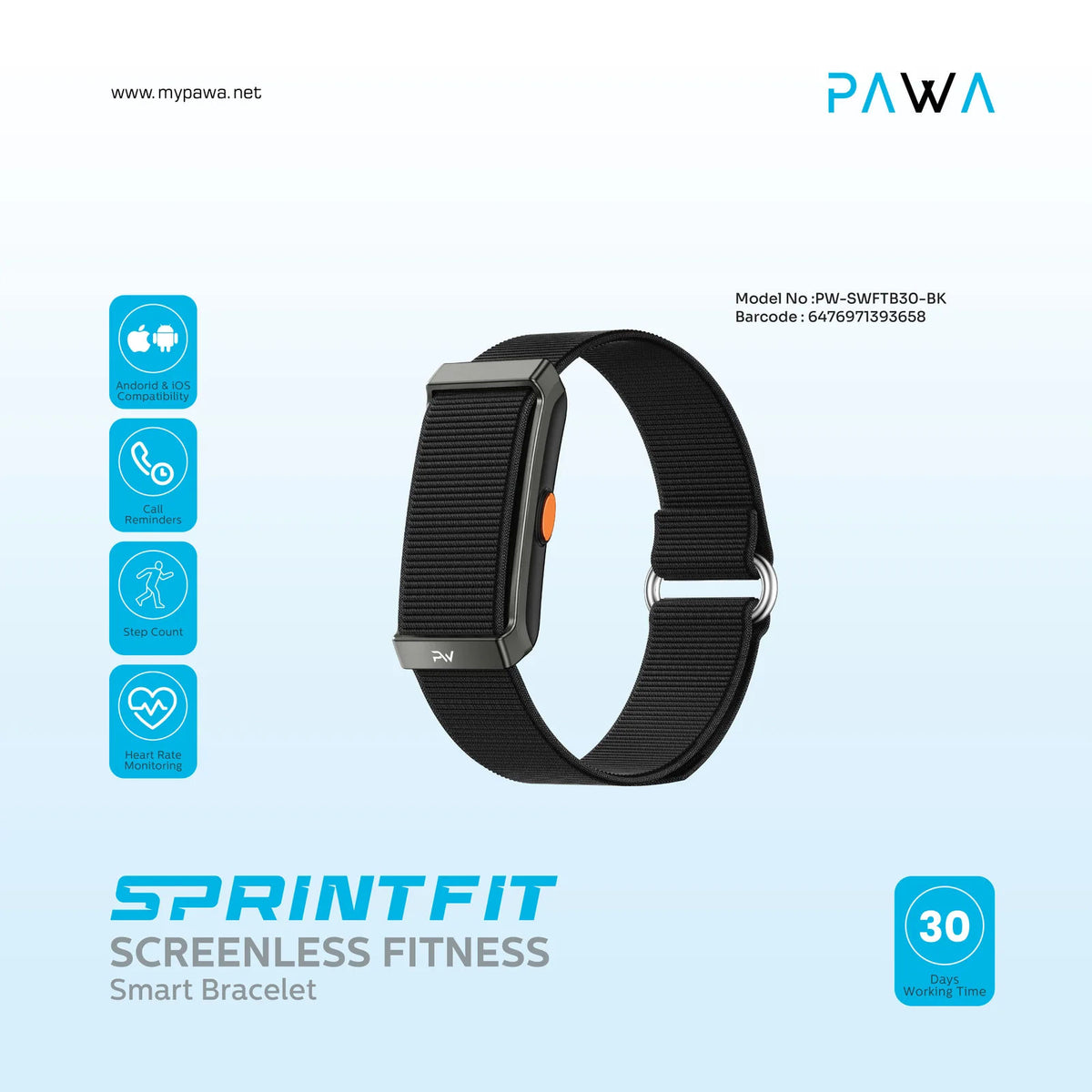 SprintFit Screenless Fitness Smart Bracelet