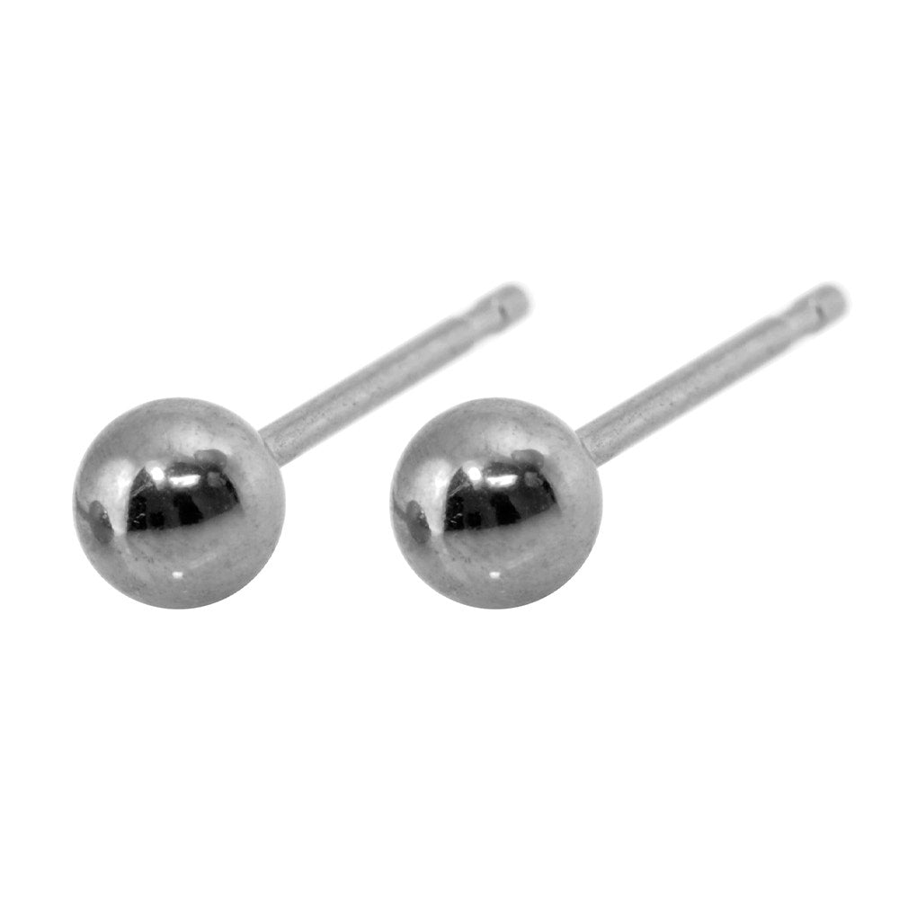 Caflon Fashion Sense, White Stainless Ball Earring, 4mm