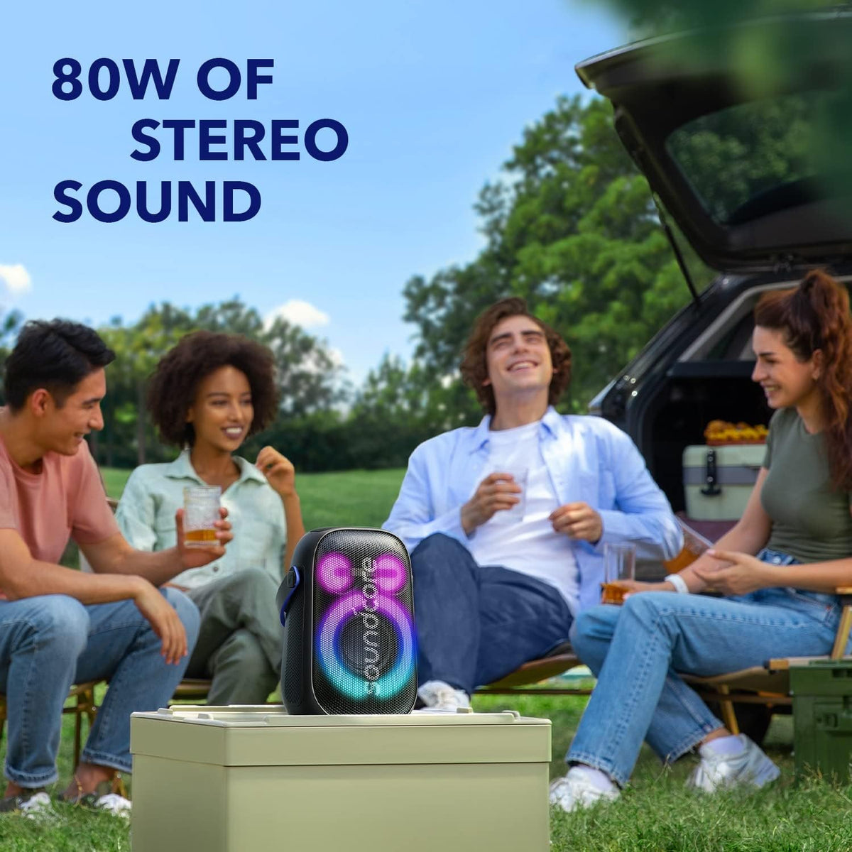 Anker Soundcore Rave Neo 2 Portable Party Speaker with BassUp, PartyCast 2.0, 18H Playtime, Black