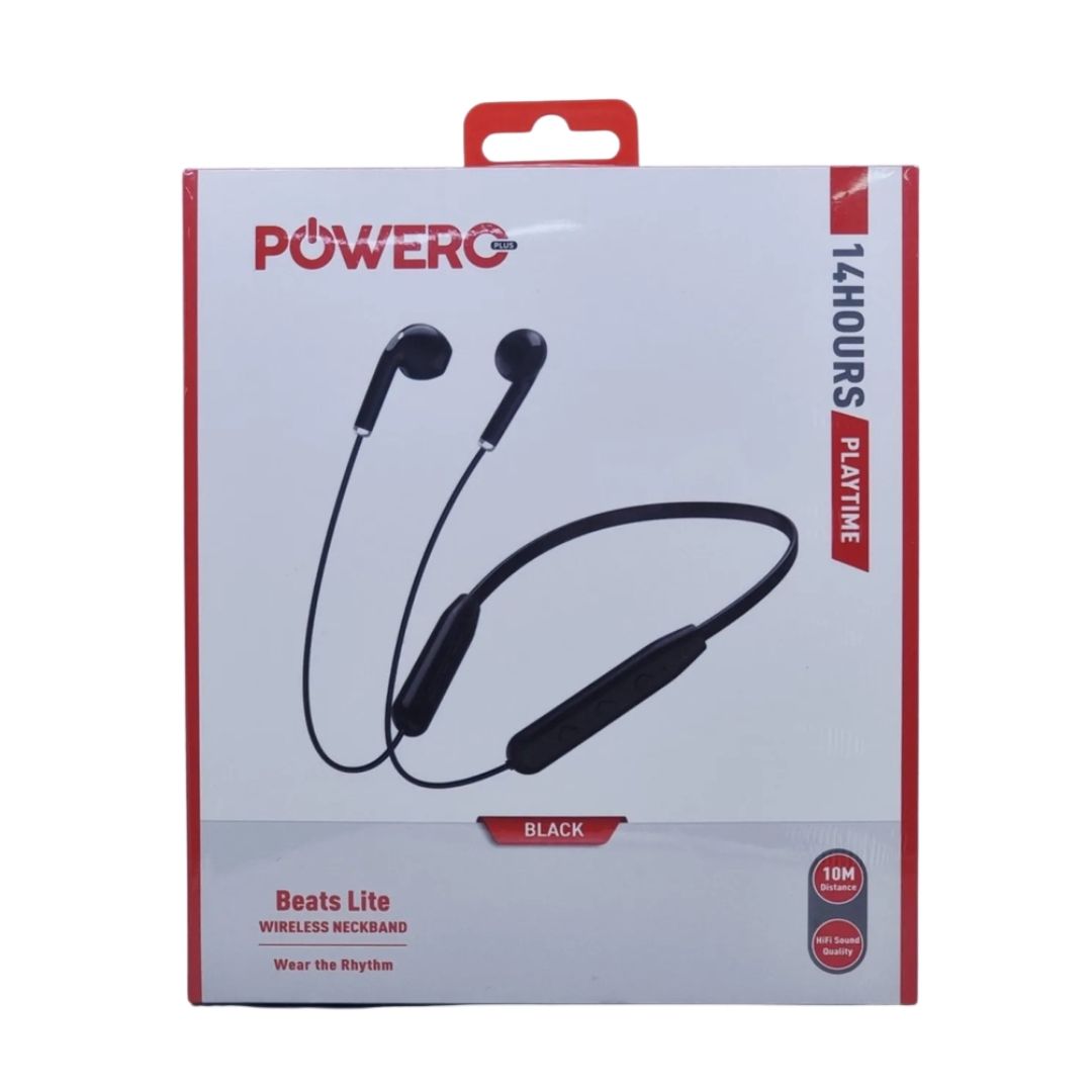 Powero Plus Wireless Neckband Beats Lite, Black