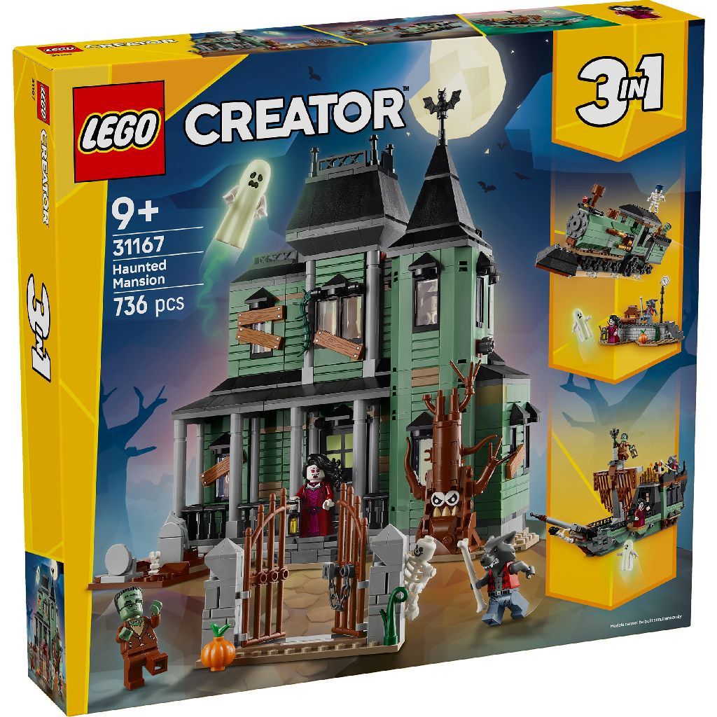 LEGO Creator 3in1 Haunted Mansion 31167 Toy Building Set, For Age 9+ Years