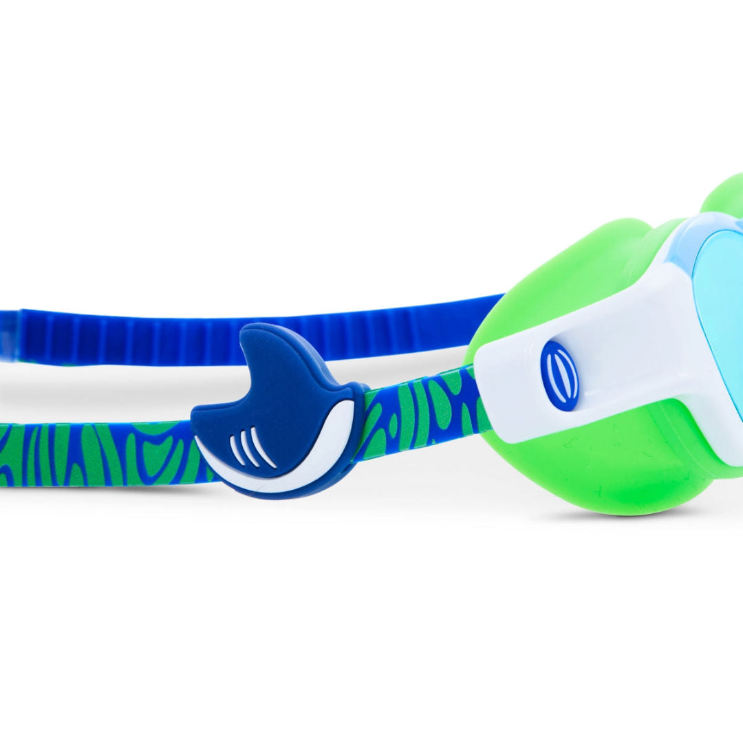 Bling2O Sage Surfer Short Fin Shark Swim Goggles (Green/Blue), 6+ years