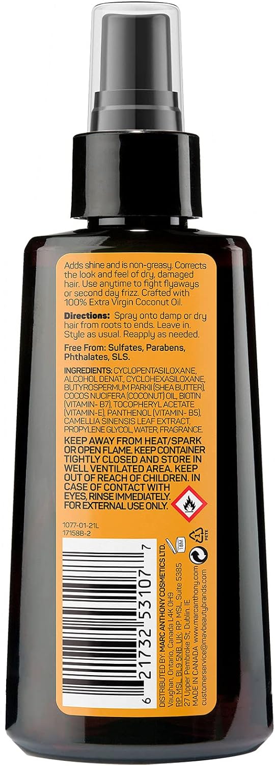 Marc Anthony 100% Extra Virgin Coconut Oil & Shea Butter Dry Styling Oil, 120 Ml