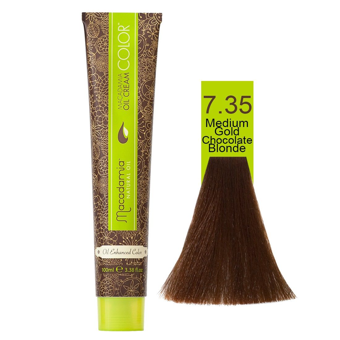 Macadamia Natural Oil Cream Hair Color, 100ml, 7.35 Medium Gold Chocolate Blonde